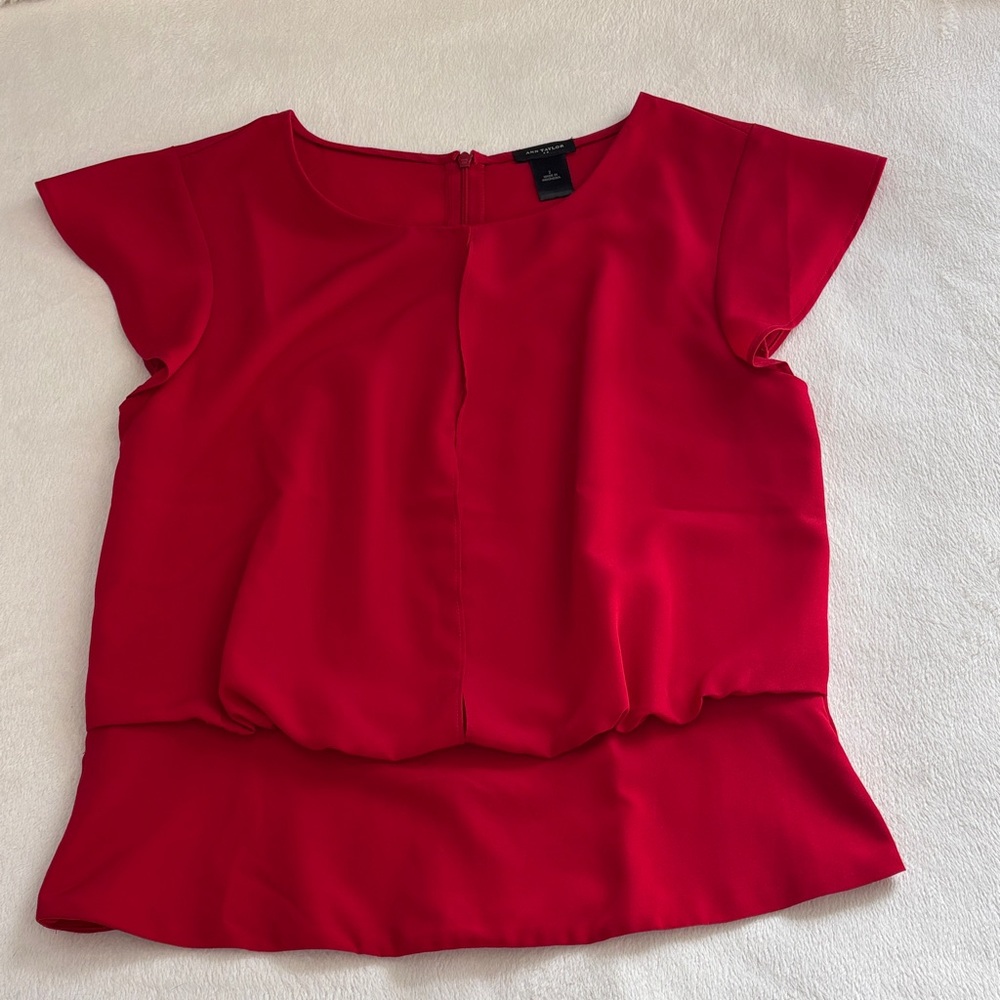 Ann Taylor Bold Red Blouse